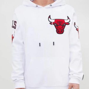 White Chicago Bulls Fleece Hoodie