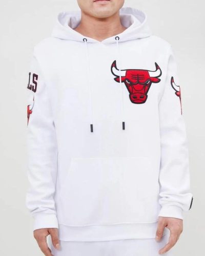 White Chicago Bulls Fleece Hoodie