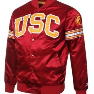 USC Trojans Football Red Satin Button-Up Jacket