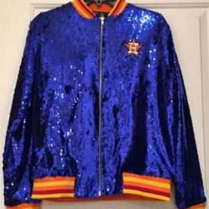 ALCS Baseball Kate Upton Houston Astros Sequin Varsity Jacket