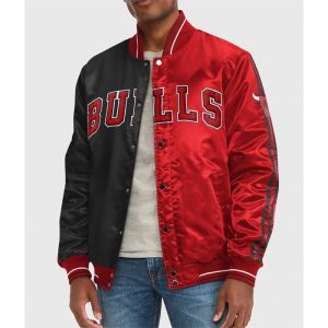 Chicago Bulls Varsity Black and Red Satin Jacket