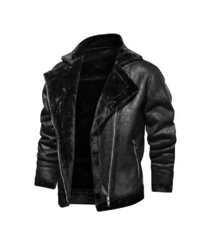 Mens Aviator Bomber Fur Jacket