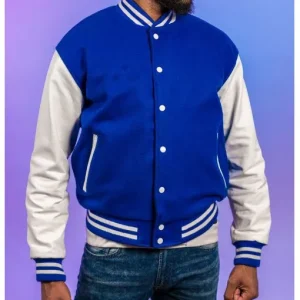 All Might Plus Ultra91 Letterman Blue and White Jacket