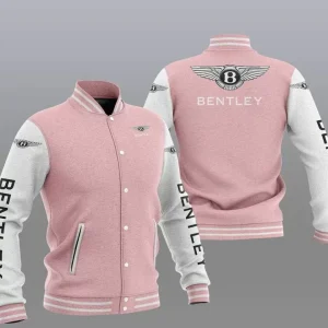 Bentley Pink White Varsity Baseball Jacket