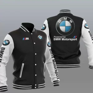 Black White BMW Motorsport Baseball Varsity Jacket