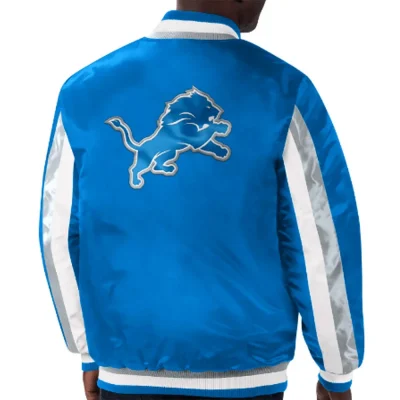 Detroit Lions Blue Stripe Satin Jackets