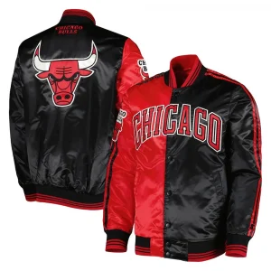 Fast Break Chicago Bulls Red & Black Satin Jacket