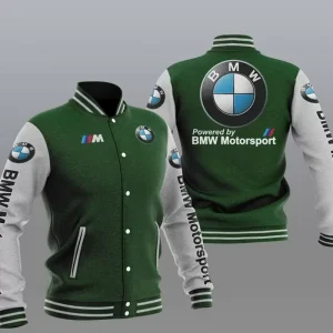 Green Grey BMW Motorsport Baseball Varsity Jacket