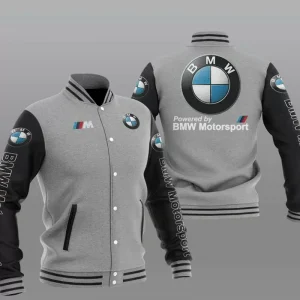 Grey Black BMW Motorsport Baseball Varsity Jacket