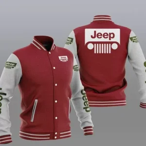Jeep Car Color Red White Varsity Jacket