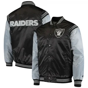 Las Vegas Raiders Enforcer Black & Grey Satin Jacket