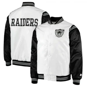 Las Vegas Raiders Historic Renegade Satin White & Black Jacket