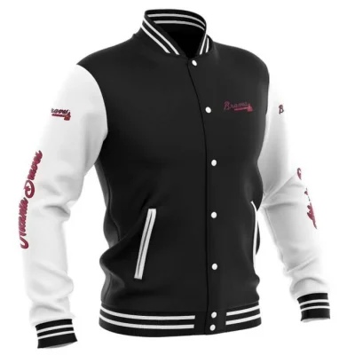 MLB Atlanta Braves Black Baseball Varsity Jacket