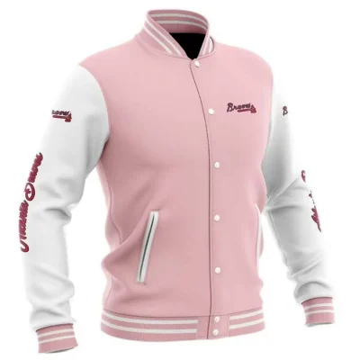 MLB Atlanta Braves Pink Baseball Varsity Jacket