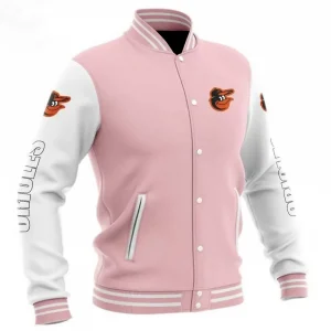 MLB Baltimore Orioles Pink Baseball Varsity Jacket