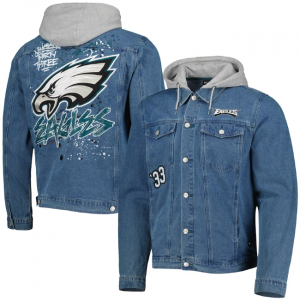 Men's The Wild Philadelphia Eagles Hooded Denim Jacket