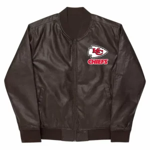 NFL Kansas City Chiefs Brown Leather Varsity Jacket