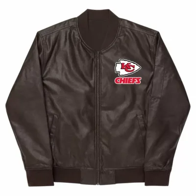NFL Kansas City Chiefs Brown Leather Varsity Jacket