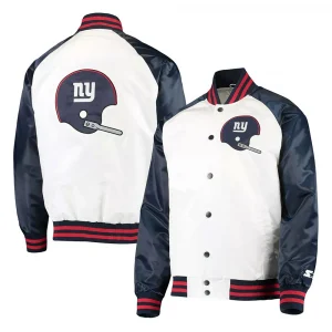 NY Giants Clean Up Throwback Satin White & Navy Jacket