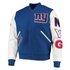 NY Giants Logo Varsity White & Royal Jacket
