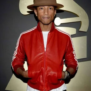 Pharrell Williams Track Bomber Leather Jacket