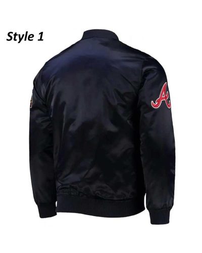 Navy Wordmark Atlanta Braves Full-snap Satin Jacket