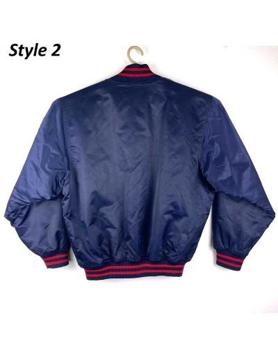 Navy Wordmark Atlanta Braves Full-snap Satin Jacket