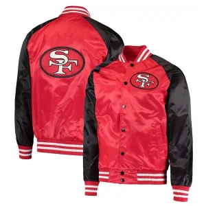 San Francisco 49ers Scarlet & Black Varsity Satin Jacket