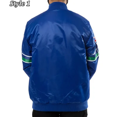 Seattle Seahawks 80s Bomber Blue Satin Jackets