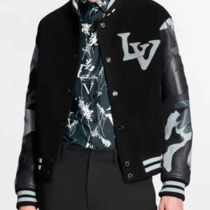 The Kid Laroi Wrong Camo Chains Lv Varsity Jacket
