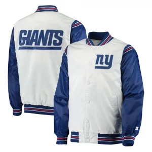 Throwback NY Giants Varsity White & Blue Varsity Satin Jacket