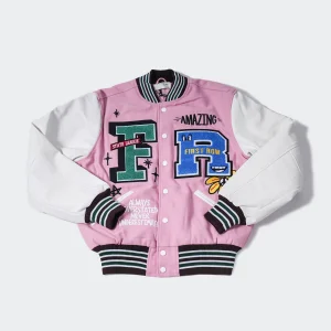 Unisex First Row State League Varsity Pink Jacket