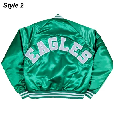 90’s Philadelphia Eagles Green Satin Green Bomber Jackets