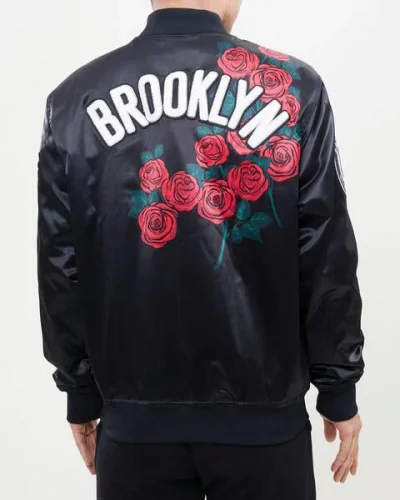 Brooklyn Nets Rose Satin Black Jackets
