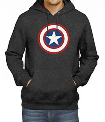 Captain America Shield Dark Grey Fleece Hoodie
