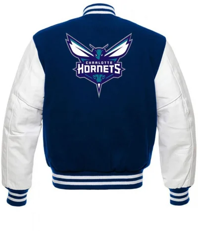 Charlotte Hornets NBA Varsity Blue and White Jackets