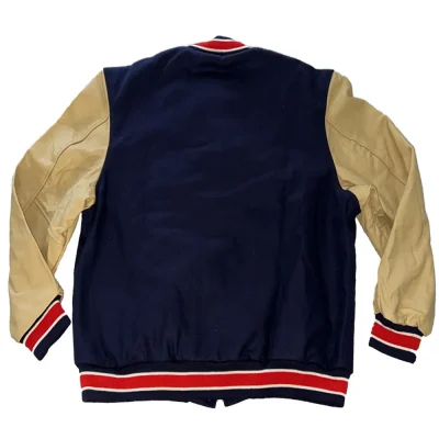 Chicago Bears Navy Blue and Off White Letterman Jackets