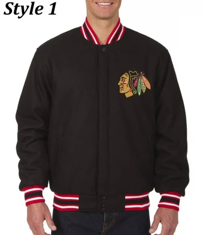 Chicago Blackhawks Varsity Wool Black Jacket