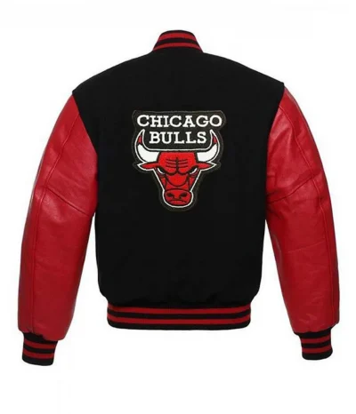 Chicago Bulls Letterman Baseball Black and Red Jackets