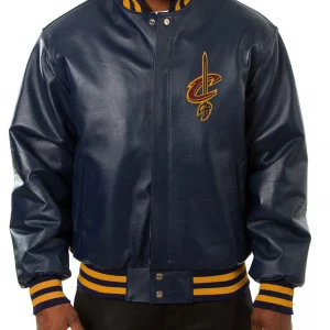 Cleveland Cavaliers Navy Blue Leather Varsity Jacket