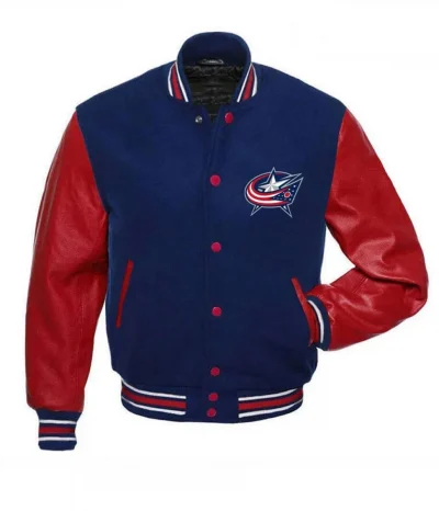 Columbus Blue Jackets Blue and Red Letterman Jacket