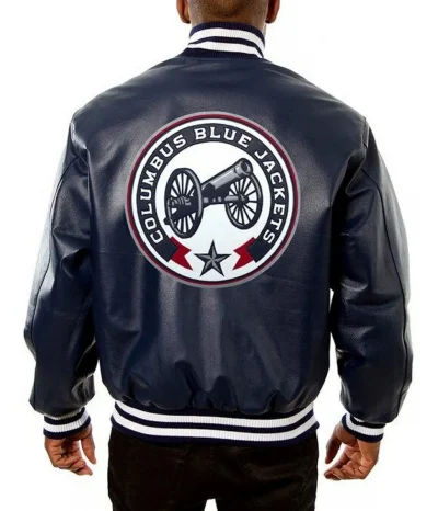 Columbus Blue Jackets Navy Blue Bomber Leather Jackets