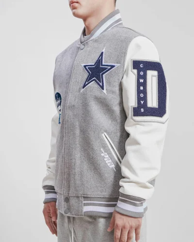 Dallas Cowboys Old English Wool Grey Varsity Jackets
