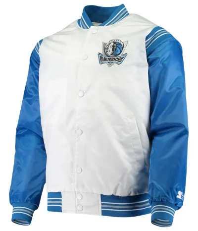 Dallas Mavericks Renegade White & Blue Satin Jacket