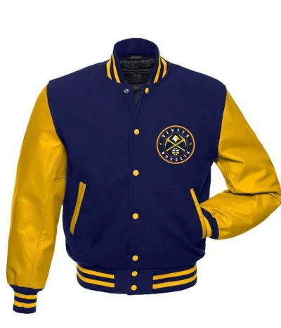 Denver Nuggets NBA Blue and Yellow Varsity Jacket