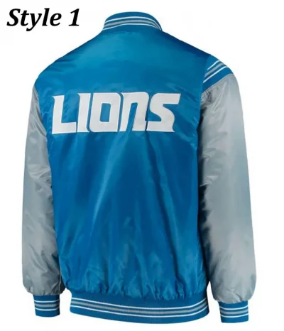 Detroit Lions Satin Blue and Grey Starter Jackets