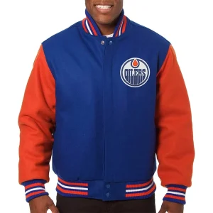 Edmonton Oilers Royal & Orange Varsity Wool Jacket