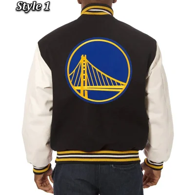 Golden State Warriors Domestic Varsity Black and White Jackets