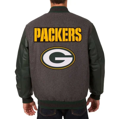 Green Bay Packers Charcoal and Green Varsity Jackets