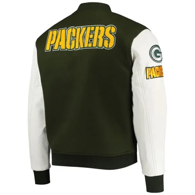 Green Bay Packers Logo Green and White Varsity Jackets
